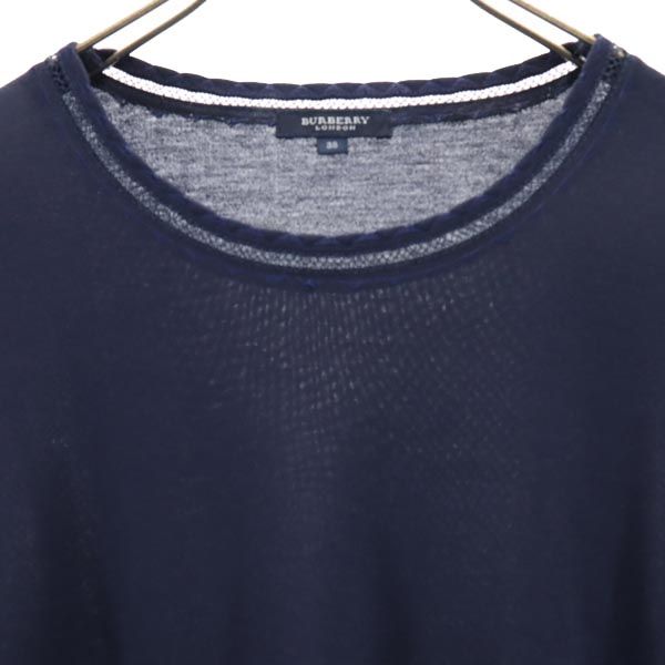 BURBERRY バーバリー 三陽商会 半袖 クルーネック Tシャツ 38 ネイビー レディース