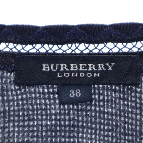 BURBERRY バーバリー 三陽商会 半袖 クルーネック Tシャツ 38 ネイビー レディース