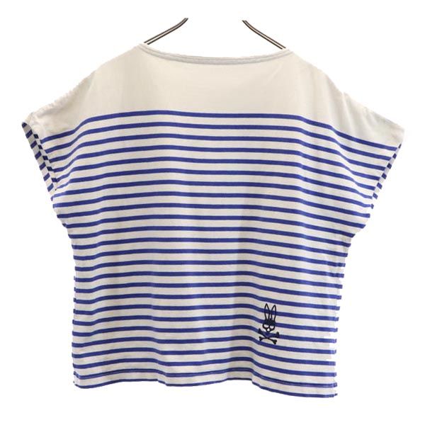 Psycho Bunny サイコバニー ボーダー柄 半袖 Tシャツ 白×青系 レディース