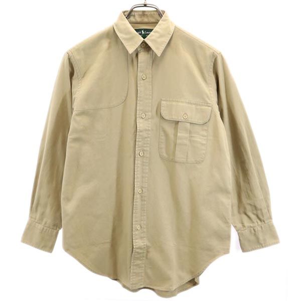 RALPH LAUREN ラルフローレン 長袖 シャツ L カーキ系 エルボーパッチ レディース