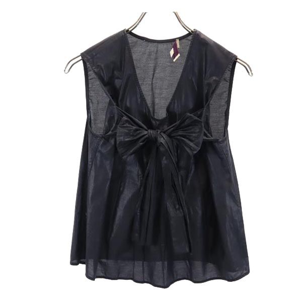 Stella McCartney ステラマッカートニー ノースリーブ フロントリボン カットソー 38 ブラック系 レディース