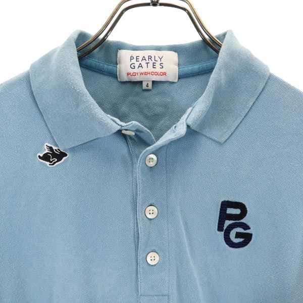 PEARLY GATES パーリーゲイツ ゴルフ 半袖 ポロシャツ 4 ブルー系 鹿の子 メンズ