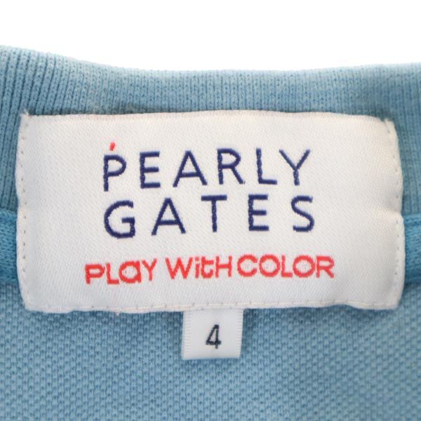 PEARLY GATES パーリーゲイツ ゴルフ 半袖 ポロシャツ 4 ブルー系 鹿の子 メンズ