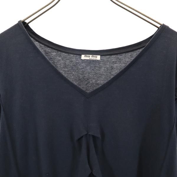 MIUMIU ミュウミュウ イタリア製 半袖 フリル チュニック S ネイビー系 カットソー レディース