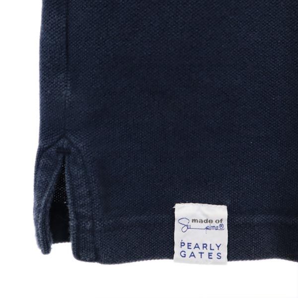 PEARLY GATES パーリーゲイツ 日本製 ゴルフ 半袖 ポロシャツ 3 ネイビー系 鹿の子 レディース