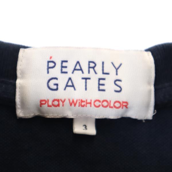 PEARLY GATES パーリーゲイツ 日本製 ゴルフ 半袖 ポロシャツ 3 ネイビー系 鹿の子 レディース