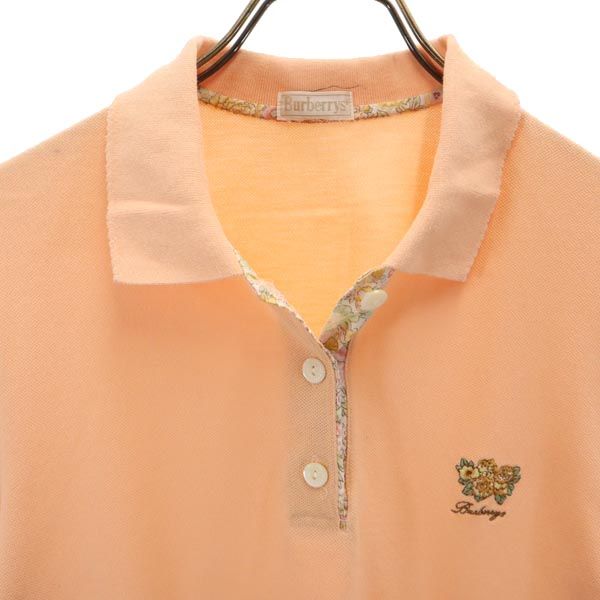 Burberrys バーバリーズ 90s オールド 半袖 ポロシャツ M オレンジ系 鹿の子 レディース