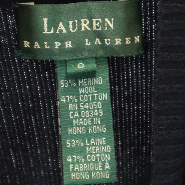 LAUREN RALPH LAUREN ローレンラルフローレン ウールブレンド 半袖 ハイネック セーター S 黒系 ニット レディース