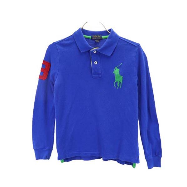 POLO RALPH LAUREN ポロラルフローレン ビッグポニー 長袖 ポロシャツ 6(120/60) ブルー系 鹿の子 キッズ