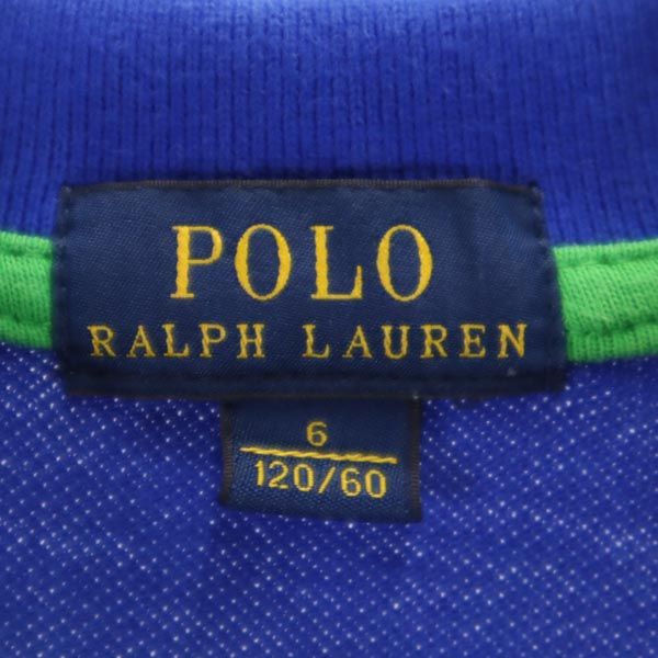 POLO RALPH LAUREN ポロラルフローレン ビッグポニー 長袖 ポロシャツ 6(120/60) ブルー系 鹿の子 キッズ
