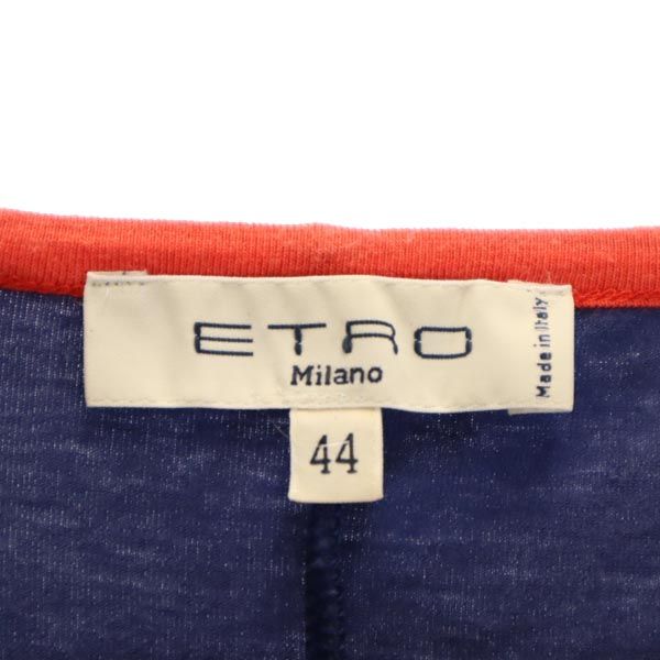 エトロ イタリア製 半袖 Tシャツ 44 紺系 ETRO サイドデザイン レディース