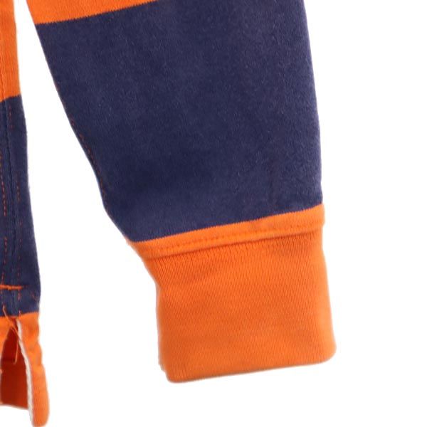 Polo by Ralph Lauren ポロバイラルフローレン ボーダー 長袖 ポロシャツ 7 ネイビー×オレンジ×グリーン ラガーシャツ キッズ