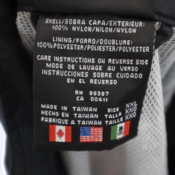 adidas アディダス 90s オールド バック 刺繍 ナイロンジャケット XXL ブラック ビッグサイズ フード メンズ