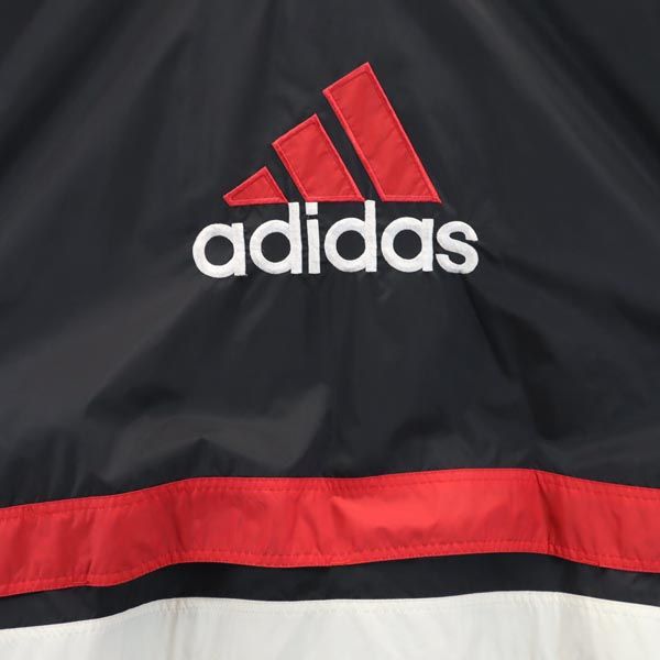 adidas アディダス 90s オールド バック 刺繍 ナイロンジャケット XXL ブラック ビッグサイズ フード メンズ