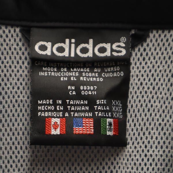 adidas アディダス 90s オールド バック 刺繍 ナイロンジャケット XXL ブラック ビッグサイズ フード メンズ