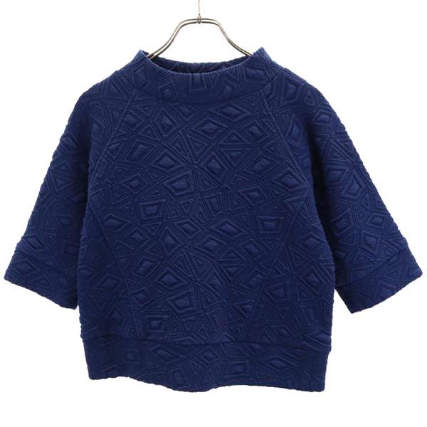 BIANCA EPOCA ビアンカエポカ 7分袖 カットソー 38 ネイビー ステッチ レディース