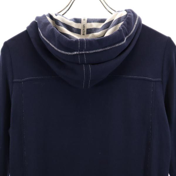 BALMAIN バルマン 日本製 ボーダー 長袖 スウェット ジップパーカー 9 ネイビー レディース