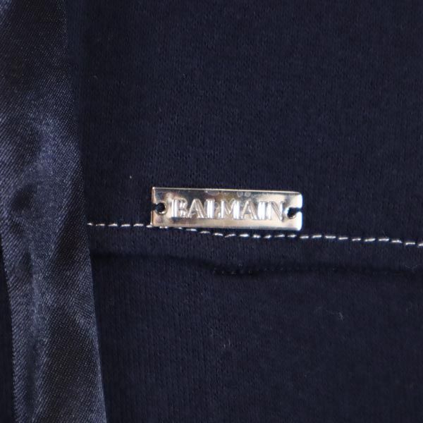 BALMAIN バルマン 日本製 ボーダー 長袖 スウェット ジップパーカー 9 ネイビー レディース