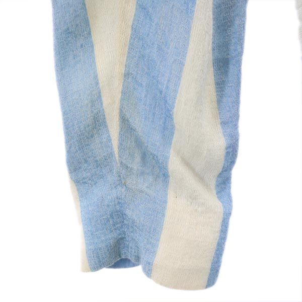 YVES SAINT LAURENT イヴサンローラン 日本製 ストライプ柄 テーラードジャケット 38 ブルー×ホワイト レディース