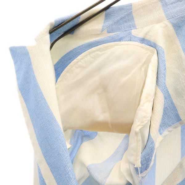 YVES SAINT LAURENT イヴサンローラン 日本製 ストライプ柄 テーラードジャケット 38 ブルー×ホワイト レディース