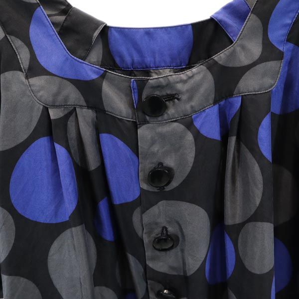 JILLSTUART ジルスチュアート シルク 総柄 半袖 カットソー S ブラック系 レディース