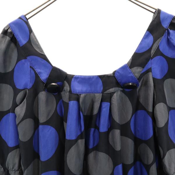 JILLSTUART ジルスチュアート シルク 総柄 半袖 カットソー S ブラック系 レディース