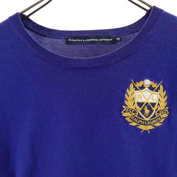 RALPH LAUREN SPORT ラルフローレンスポーツ 長袖 コットンニット セーター XS ネイビー系 レディース