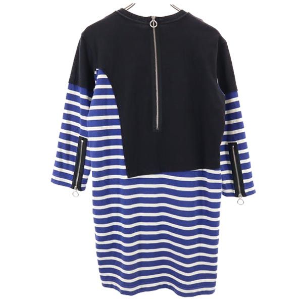 MARC BY MARC JACOBS マークバイマークジェイコブス ボーダー 長袖 ワンピース XS ブルー系 バックジップ レディース