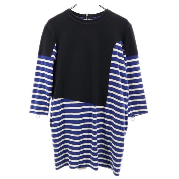 MARC BY MARC JACOBS マークバイマークジェイコブス ボーダー 長袖 ワンピース XS ブルー系 バックジップ レディース