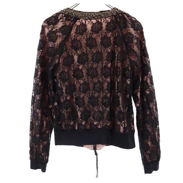 DIESEL ディーゼル ジップ ノーカラージャケット S ブラック系 ラインストーン メンズ