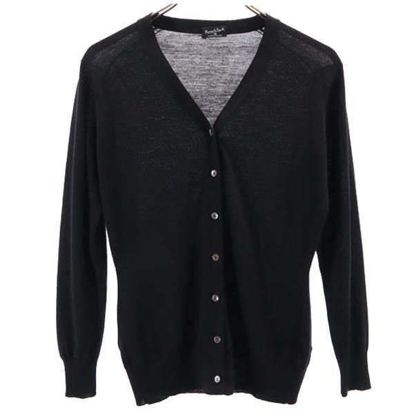 MARGARET HOWELL マーガレットハウエル 英国製 ウール 長袖 ニット カーディガン ブラック系 レディース