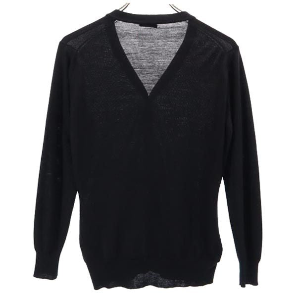 MARGARET HOWELL マーガレットハウエル 英国製 ウール 長袖 ニット カーディガン ブラック系 レディース