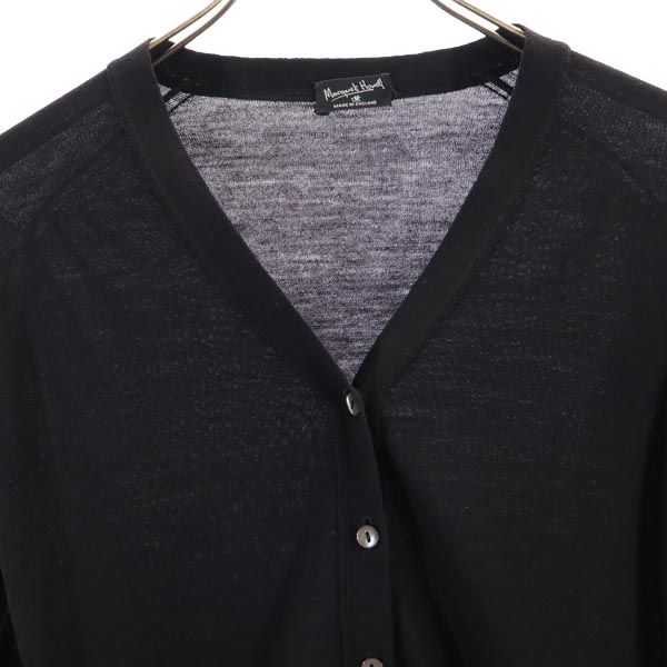 MARGARET HOWELL マーガレットハウエル 英国製 ウール 長袖 ニット カーディガン ブラック系 レディース