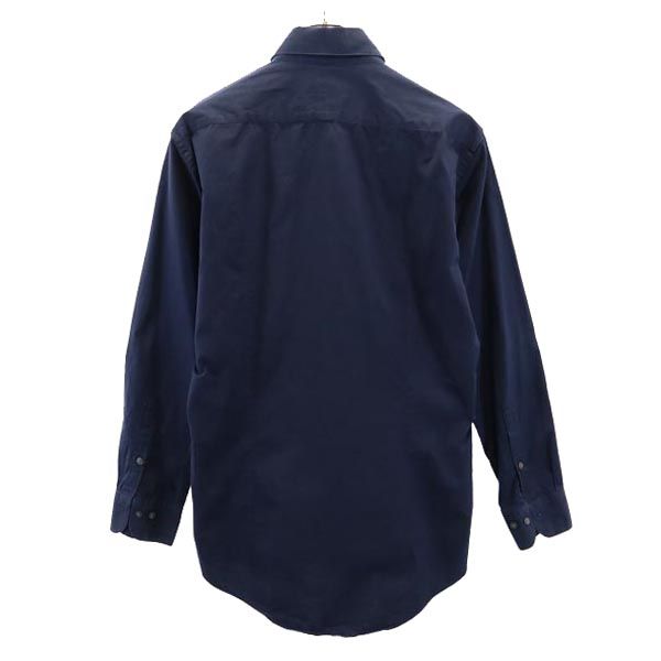 BURBERRY BLACK LABEL バーバリーブラックレーベル 三陽商会 ストライプ 長袖 ボタンダウンシャツ 40 ネイビー系 メンズ