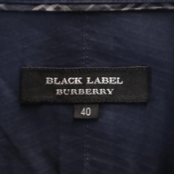 BURBERRY BLACK LABEL バーバリーブラックレーベル 三陽商会 ストライプ 長袖 ボタンダウンシャツ 40 ネイビー系 メンズ