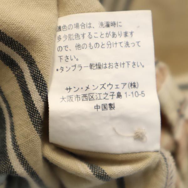 dolly angela ドリーアンジェラ ストライプ 長袖 バンドカラーシャツ L ベージュ系 レディース