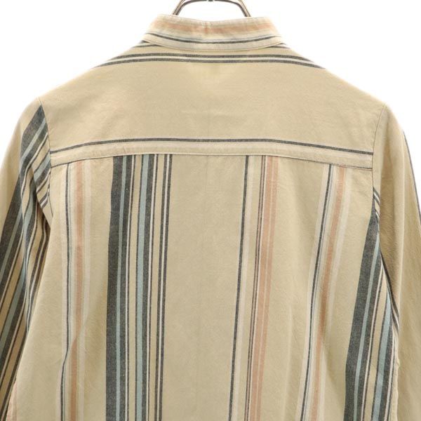 dolly angela ドリーアンジェラ ストライプ 長袖 バンドカラーシャツ L ベージュ系 レディース
