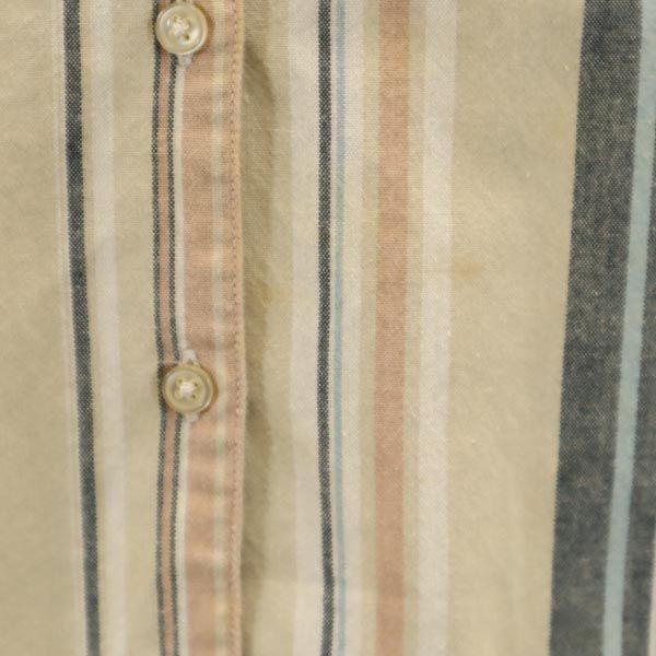 dolly angela ドリーアンジェラ ストライプ 長袖 バンドカラーシャツ L ベージュ系 レディース