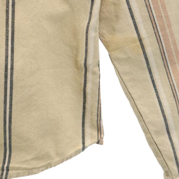 dolly angela ドリーアンジェラ ストライプ 長袖 バンドカラーシャツ L ベージュ系 レディース