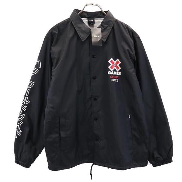 未使用 HUF ハフ バックプリント 長袖 コーチジャケット M ブラック メンズ