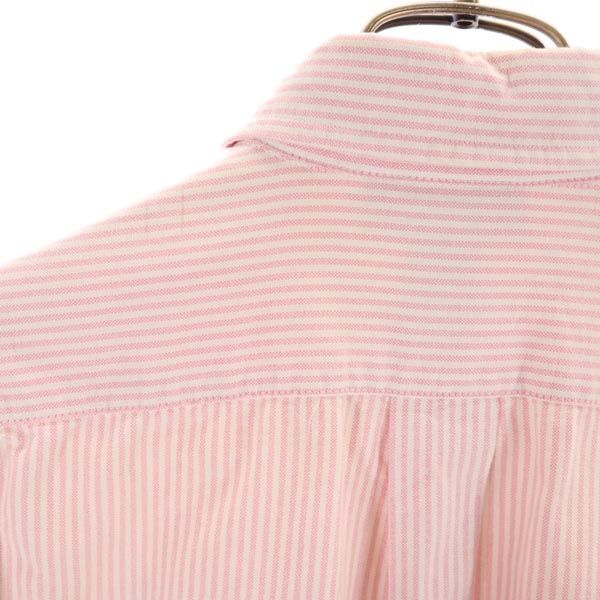 LAUREN RALPH LAUREN ローレンラルフローレン ストライプ 長袖 ボタンダウンシャツ 4 ピンク系 オックスフォード生地 レディース