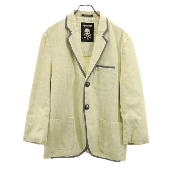 HYDROGEN ハイドロゲン チェック柄 テーラードジャケット L グリーン系 スカルボタン メンズ