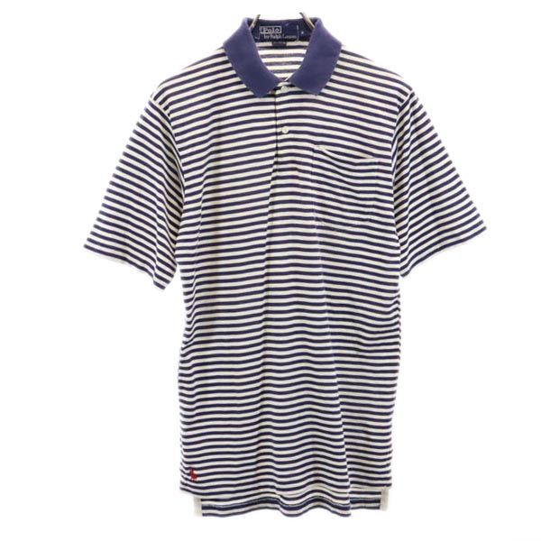 Polo by Ralph Lauren ポロバイラルフローレン ボーダー柄 半袖 ポロシャツ S ネイビー×白 メンズ