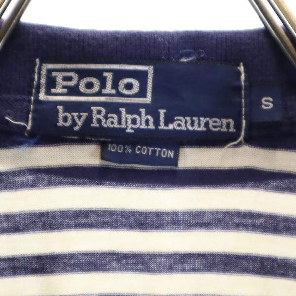 Polo by Ralph Lauren ポロバイラルフローレン ボーダー柄 半袖 ポロシャツ S ネイビー×白 メンズ