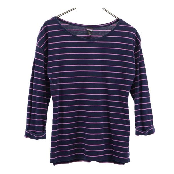 patagonia パタゴニア アウトドア ボーダー 7分袖 Tシャツ M ネイビー系 ロンT レディース