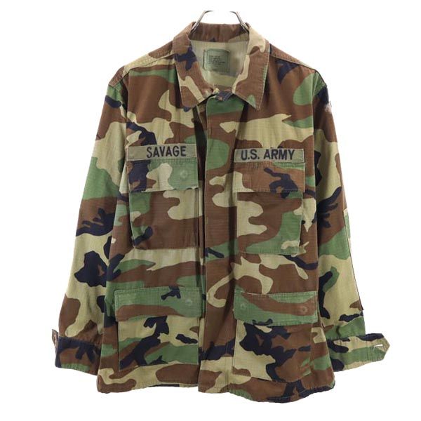 US ARMY アメリカ軍 90s BDU カモフラージュ柄 ミリタリージャケット M カーキ系 リップストップ生地 メンズ