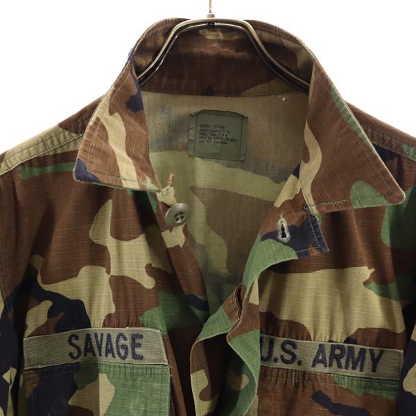 US ARMY アメリカ軍 90s BDU カモフラージュ柄 ミリタリージャケット M カーキ系 リップストップ生地 メンズ