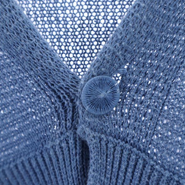 スナオクワハラ 長袖 コットンニット カーディガン M ブルー sunaokuwahara レディース