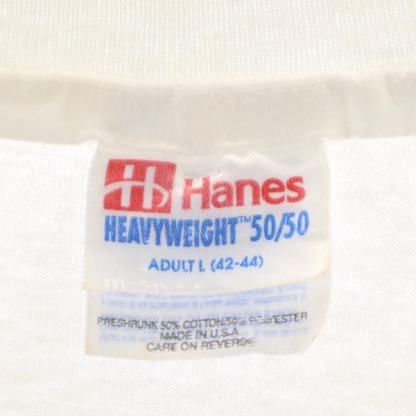 Hanes ヘインズ 90s オールド USA製 プリント 半袖 Tシャツ L 白 メンズ