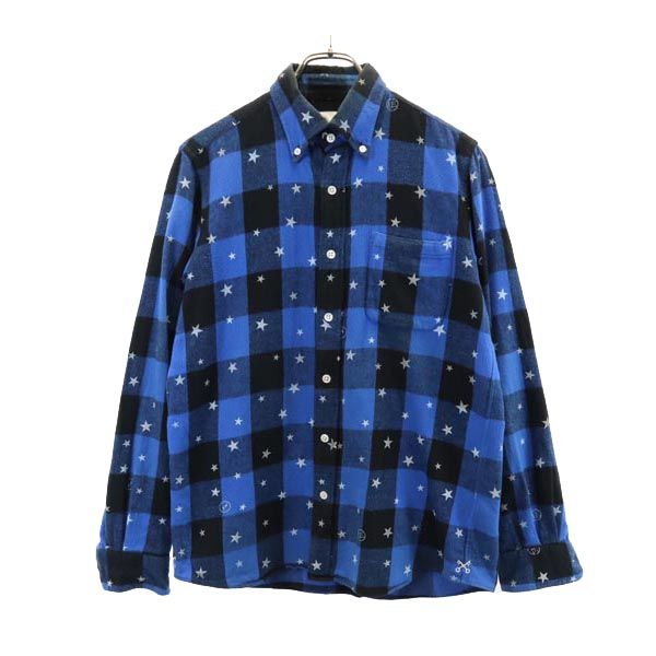 uniform experiment ユニフォームエクスペリメント チェック スター 長袖 ネルシャツ 1 ブルー メンズ